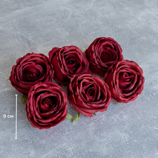 Головка розы, бордовая, 9 см (9222-035)