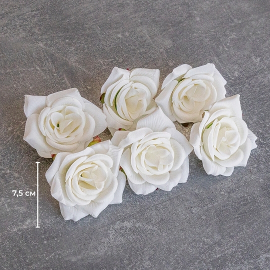 Головка розы, белая, 7,5 см (9222-043) Головка розы, белая, 7,5 см (9222-043)