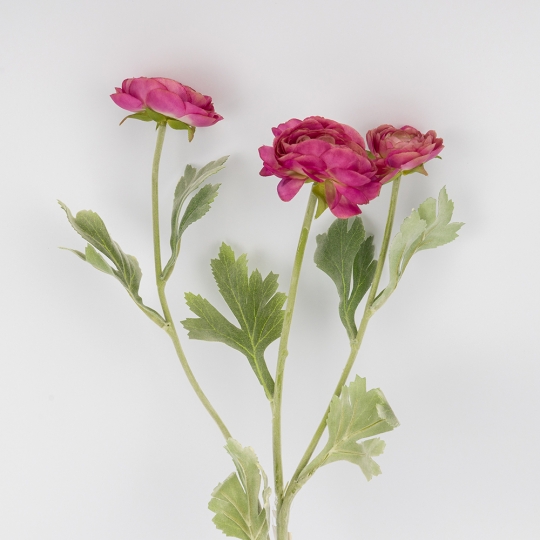 Искусственный ранункулюс с 3 бутонами, ярко-розовый, 50 см (9259-016) Искусственный ранункулюс с 3 бутонами, ярко-розовый, 50 см (9259-016)