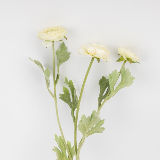 Штучний ранункулюс з 3 бутонами, молочний, 50 см (9259-018)