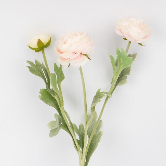 Искусственный ранункулюс с 3 бутонами, пудровый, 50 см (9259-136)
