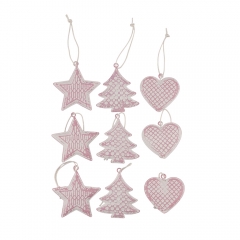 Комплект ялинкових прикрас  "Ялинки, серденька, зірочки", 9 шт. (043NY)