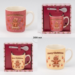 Кружка з ложечкою "Різдвяне печиво", 200 мл * Рандомний вибір дизайну (9250-005)