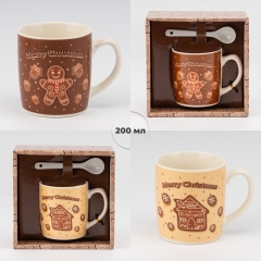 Кружка з ложечкою "Різдвяний пряник", 200 мл * Рандомний вибір дизайну (9250-006)