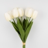 Букет тюльпанів з ефектом живого дотику, 9 бутонів, білий, 45 см (2025-022)