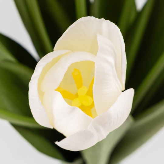 Букет тюльпанів з ефектом живого дотику, 9 бутонів, білий, 45 см (2025-022)