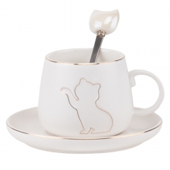 Чашка с блюдцем "Кошачье счастье", 200 мл * Рандомный выбор дизайна (9200-036)