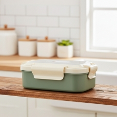 Ланч-бокс однорівневий на 2 відсіки з ложкою, 22 см * Рандомний вибір дизайну (9101-002)