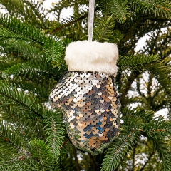 Ёлочная игрушка "Зимняя варежка в пайетках" (036NZK)
