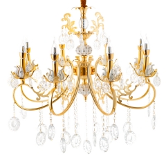 Люстра в золоте классическая с круглыми камнями (8 свечей) (KC006/8) (KC006/8)