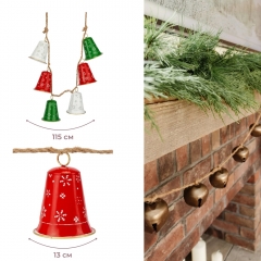 Гірлянда з 6 дзвіночками, різнокольорова, 115 см (6034-002)