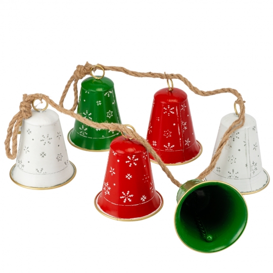 Гірлянда з 6 дзвіночками, різнокольорова, 115 см (6034-002)