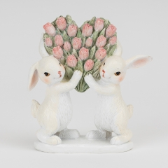 Статуетка "Кролики з квітами", 14,5 см (5105-002)
