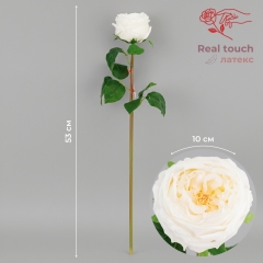 Штучна піоновидна троянда з ефектом живого дотику, біла, 53 см (2025-026)