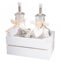 УЦІНКА Набір для спецій(15*8*18) (Зміна кольору корзинки,корзинка з дефектами,подряпини,потертість дерева на корзинці та на сердцях) (006AW-2)