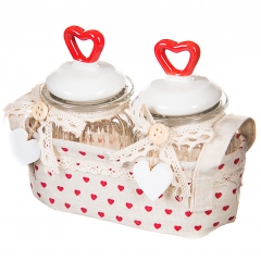 УЦІНКА Набір для спецій (18*10*14) (Напливи кераміки,дефект фарбування,подряпини,сіра тканина на корзинках) (007AW-2)