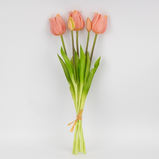Букет латексних тюльпанів, 5 бутонів, рожевий, 50 см (2026-001/dk. pink)