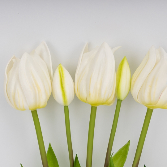 Букет латексных тюльпанов, 5 бутонов, белый, 50 см (2026-001/white)