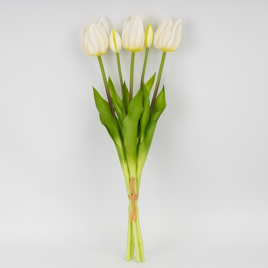 Букет латексных тюльпанов, 5 бутонов, белый, 50 см (2026-001/white)