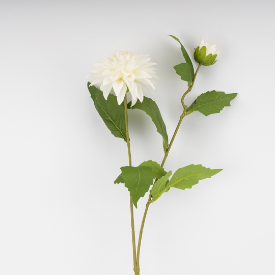 Искусственная георгина с 2 бутонами, белая, 66 см СПАСЕННАЯ ПОЗИЦИЯ (9259-051)