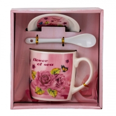 Набор чашка с блюдцем "Цветочный подарок" (на 1 персону) 300 мл * Рандомный выбор дизайна (9199-005)