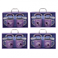 Набор чашек с блюдцами "Лавандовая нежность" (на 2 персоны) 300 мл * Рандомный выбор дизайна (9199-006)