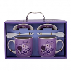 Набор чашек с блюдцами "Лавандовая нежность" (на 2 персоны) 300 мл * Рандомный выбор дизайна (9199-006)