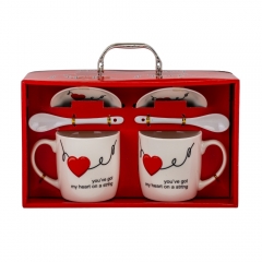Набор чашек с блюдцами "Ты моё сердце" (на 2 персоны) 300 мл * Рандомный выбор дизайна (9199-007)