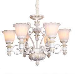 Люстра классическая белая на 6 плафонов из матового стекла (YA005/6) (YA005/6)