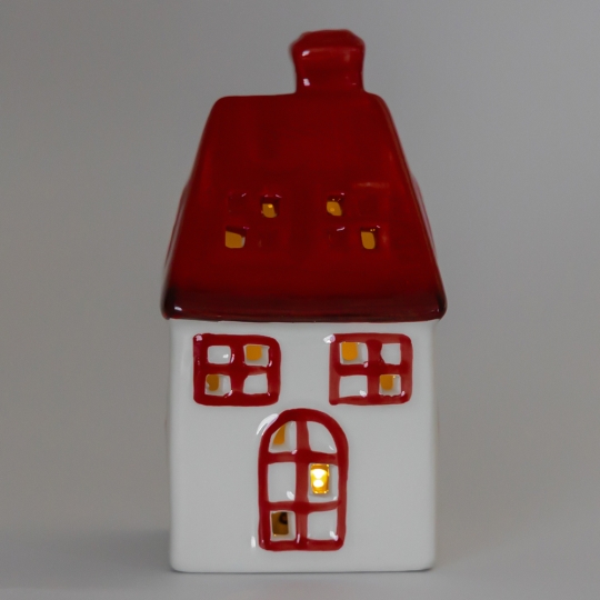 Світлодіодний будиночок (LED), біло-червоний, 15,6 см (6039-005)