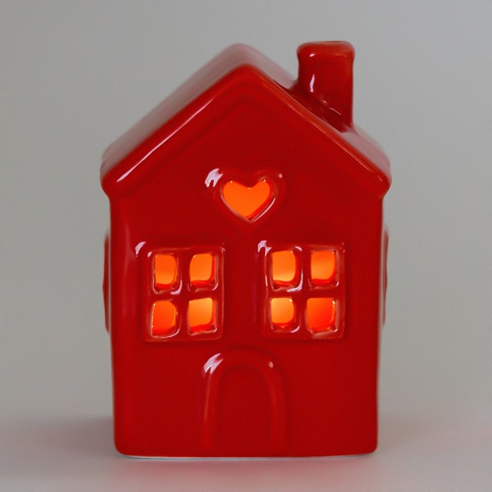 Светодиодный домик (LED), красный, 10,5 см (6039-007)