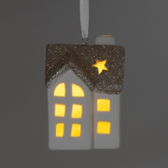 Світлодіодний будиночок (LED) з підвіскою, білий, 7,5 см (6039-009)