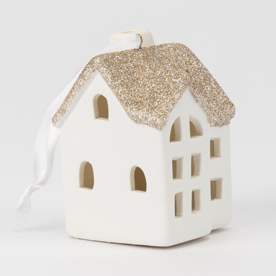 Світлодіодний будиночок (LED) з підвіскою, білий, 7,5 см (6039-009)