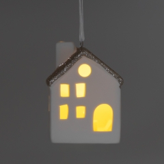 Світлодіодний будиночок (LED) з підвіскою, білий, 7,5 см (6039-010)