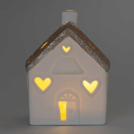 Світлодіодний будиночок (LED), білий, 11,5 см (6039-012) Світлодіодний будиночок (LED), білий, 11,5 см (6039-012)