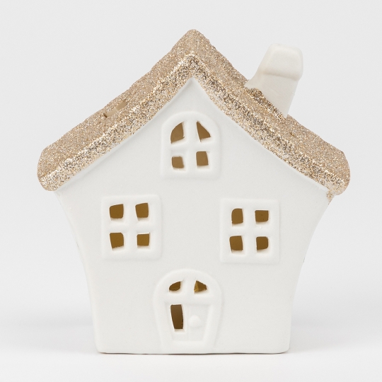 Светодиодный домик (LED), белый, 10,5 см (6039-013)