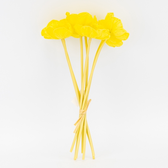 Букет маків, 7 бутонів, жовтий, 35 см ВРЯТОВАНА ПОЗИЦІЯ (9259-080)