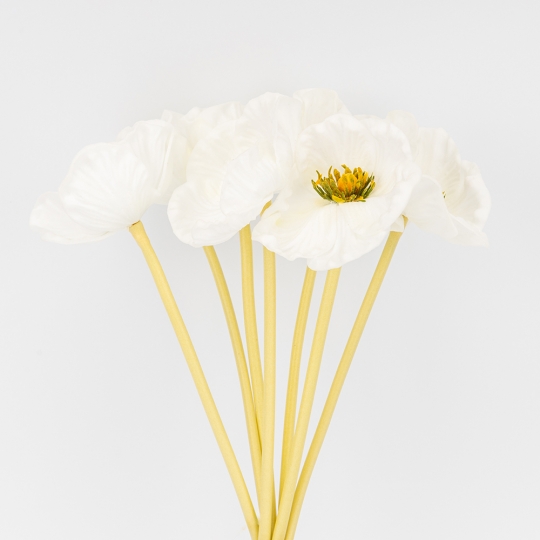 Букет маков, 7 бутонов, белый, 35 см СПАСЕННАЯ ПОЗИЦИЯ (9259-081)