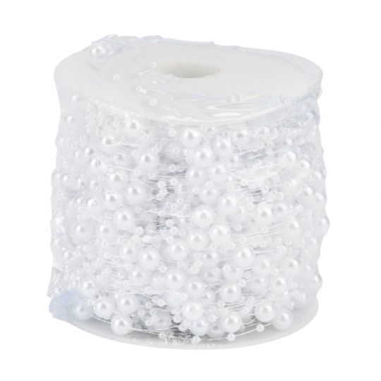 Гірлянда з намистин на волосіні, біла, 15 м (9275-005) Гірлянда з намистин на волосіні, біла, 15 м (9275-005)