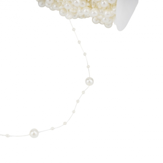 Гирлянда из бусин на леске, кремовая, 15 м (9275-006)
