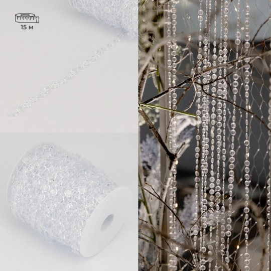 Гірлянда з кристалів, прозора, 15 м (9275-007)