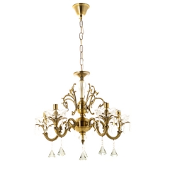 Люстра бронзового цвета с 5 плафонами и хрустальными украшениями. (OU108/5) (OU108/5)