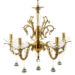 Люстра бронзового цвета с 5 плафонами и хрустальными украшениями. (OU108/5) (OU108/5)