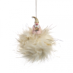 Подвеска "Пушистый гном" белый (6003-031)