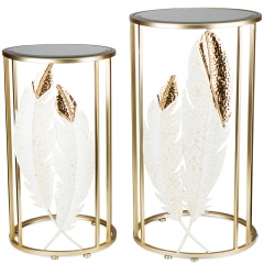 Набір декоративних столиків  "Золоті листя", 70 см та 60 см (САМОВИВІЗ АБО ОКРЕМА ТТН) (8925-003)