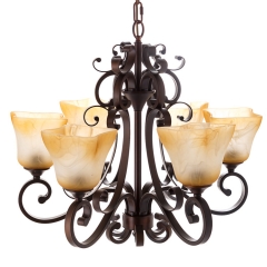 Люстра классическая коричневая на 6 плафонов из матового стекла (ZZ7725/6) (ZZ7725/6)