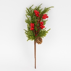 Декоративна латексна гілка "Червоні ягоди", 25 см (9258-033)