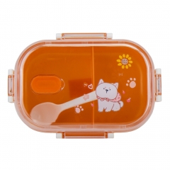 Ланч-бокс однорівневий на 2 відсіки з ложкою, 20,5 см * Рандомний вибір дизайну (9101-004)