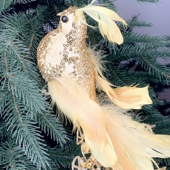 Новорічна іграшка "Райська пташка" жовта (6018-014)