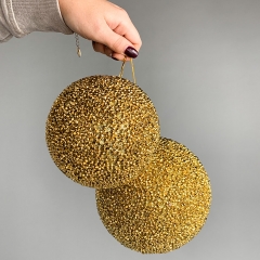 Новогодняя игрушка "Золотистый  шарик", 15 см (6018-049)